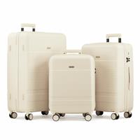 VonHaus 3pc 4 Wheel Hard Suitcase - Cream