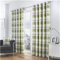Fusion Balmoral Check Eyelet Curtains - Green - 229x229cm