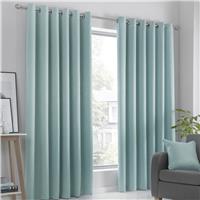 Fusion Strata Dim-out Eyelet Curtains - Duck Egg - 117x183cm