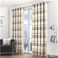 Fusion Balmoral Check Eyelet Curtains - Natural - 117x137cm