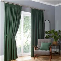 Fusion Dijon Blackout Thermal Pencil Pleat Curtains - Dark Green - 229x229cm