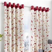 Fusion Beechwood Leaf Eyelet Curtains - Red - 117x137cm