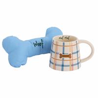 Argos Home Printed Tartan Mug and Matching Dog Bone Toy