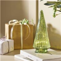 Argos Home Ribbed Glass Light Up Tree Christmas Decoration