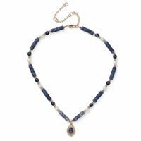 Freedom Beaded Blue Pendant Necklace