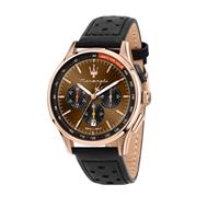 Maserati Sorpasso Men's Brown Dial Black Leather Strap Watch