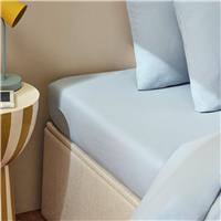 Habitat Washed Cotton Plain Blue Fitted Sheet - Double