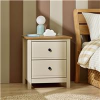 Habitat Brooklyn 2 Drawer Bedside Table - Cream and Oak
