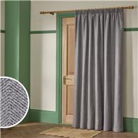 Habitat Thermal Herringbone Pencil Pleat Door Curtain - Dark Grey - 117x213cm