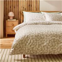 Argos Home Polycotton Floral Leaf Natural Bedding Set - Superking