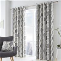 Fusion Lennox Ogee Eyelet Curtains - Grey - 168x229cm