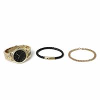 Uncommon Souls Gold Metal Strap Watch and Bracelet Set
