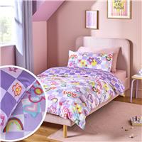 Argos Home Kids Girls Checkerboard Graffiti Purple Bedding Set - Single