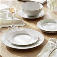Argos Home 12 Piece Gold Rim Porcelain Dinner Set - White