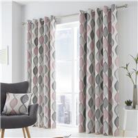 Fusion Lennox Ogee Eyelet Curtains - Blush Pink - 117x137cm
