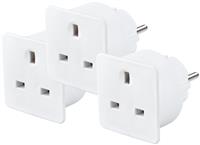 Masterplug UK to Europe Travel Adaptor - 3 Pack