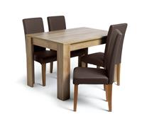 Argos Home Miami Oak Effect Table & 4 Chocolate Chairs