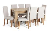 Argos Home Miami XL Extending Table & 8 Cream Chairs