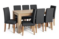 Argos Home Miami XL Extending Table & 8 Black Chairs