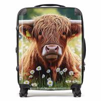 Warren Reed - Designer Highland Cow and Daisies 8-Wheel Hard Suitcase - Medium