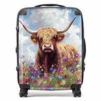 Warren Reed - Designer Highland Cow in a Meadow 8-Wheel Hard Suitcase - Medium