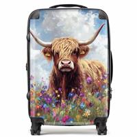 Warren Reed - Designer Highland Cow in a Meadow 8-Wheel Hard Suitcase - Large