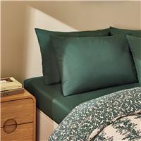 Habitat Cotton 200 TC Plain Forest Green Pillowcase Pair