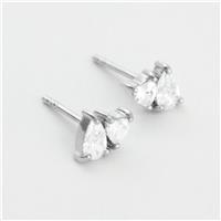 Revere Sterling Silver Pear and Heart Shaped Cubic Zirconia Stud Earrings