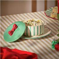 Argos Home Green Striped Bow Camembert Baker