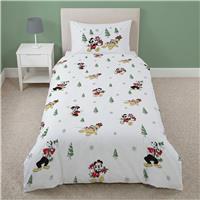 Disney Kids Mickey and Minnie Christmas Joy Red & White Bedding Set - Single