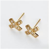 Revere Gold Plated Silver Cubic Zirconia Cross Stud Earrings