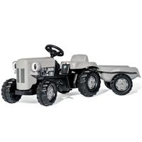 Rolly Toys Little Grey Fergie Tractor & Trailer Ride On - Grey & Black