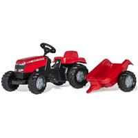 Rolly Toys Massey Ferguson Tractor & Trailer Ride On - Red & Black