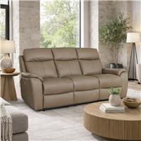 Aspire Kingsmere Leather 3 Seater Power Recliner Sofa - Mushroom
