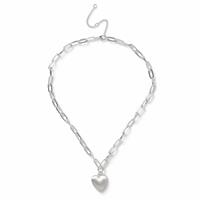 Freedom Silver Tone Puffed Heart Pendant Necklace