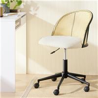 Argos Home Rattan Metal Office Chair - White