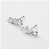 Revere Sterling Silver Marquise Trio Cubic Zirconia Stud Earrings
