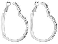 Lipsy Silver Colour Crystal Heart Hoop Earrings