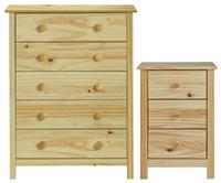 Argos Home Scandinavia Bedside & 5 Drawer Chest Set - Pine