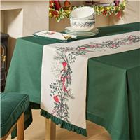 Argos Home Robin Reversible Table Runner with Frill - White & Green