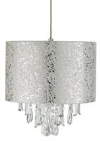 Argos Home Silver Suede Beaded Drum Lampshade - 30cm