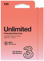 Three Unlimited New Pay As You Go SIM Card