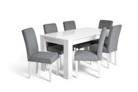 Argos Home Miami Wood Extending Dining Table & 6 Grey Chairs