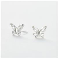 Revere Kids Sterling Silver Cubic Zirconia Butterfly Stud Earrings