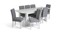Argos Home Miami Extending Table & 8 Button Chairs - Grey
