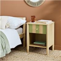 Argos Home Evelyn 1 Drawer Bedside Table - Stripe Olive Green