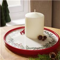 Argos Home Ceramic Red & White Christmas Candle Plate