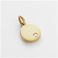 Revere Yellow Gold Plated 925 Sterling Silver Cubic Zirconia Disc Charm