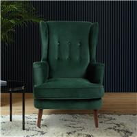 Habitat Callie Velvet Wingback Chair - Forest Green