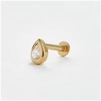 Revere Gold Plated Silver Pear Shape Cubic Zirconia Flatback Single Stud Earring